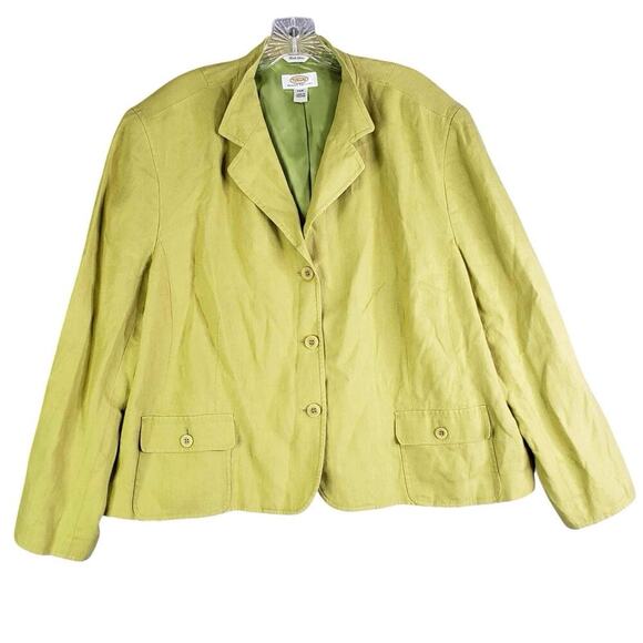 Talbots Blazer Women's Size 24W Linen Jacket Chartreuse Green - Picture 2 of 8
